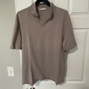 Zara Men's Taupe Polo Shirt